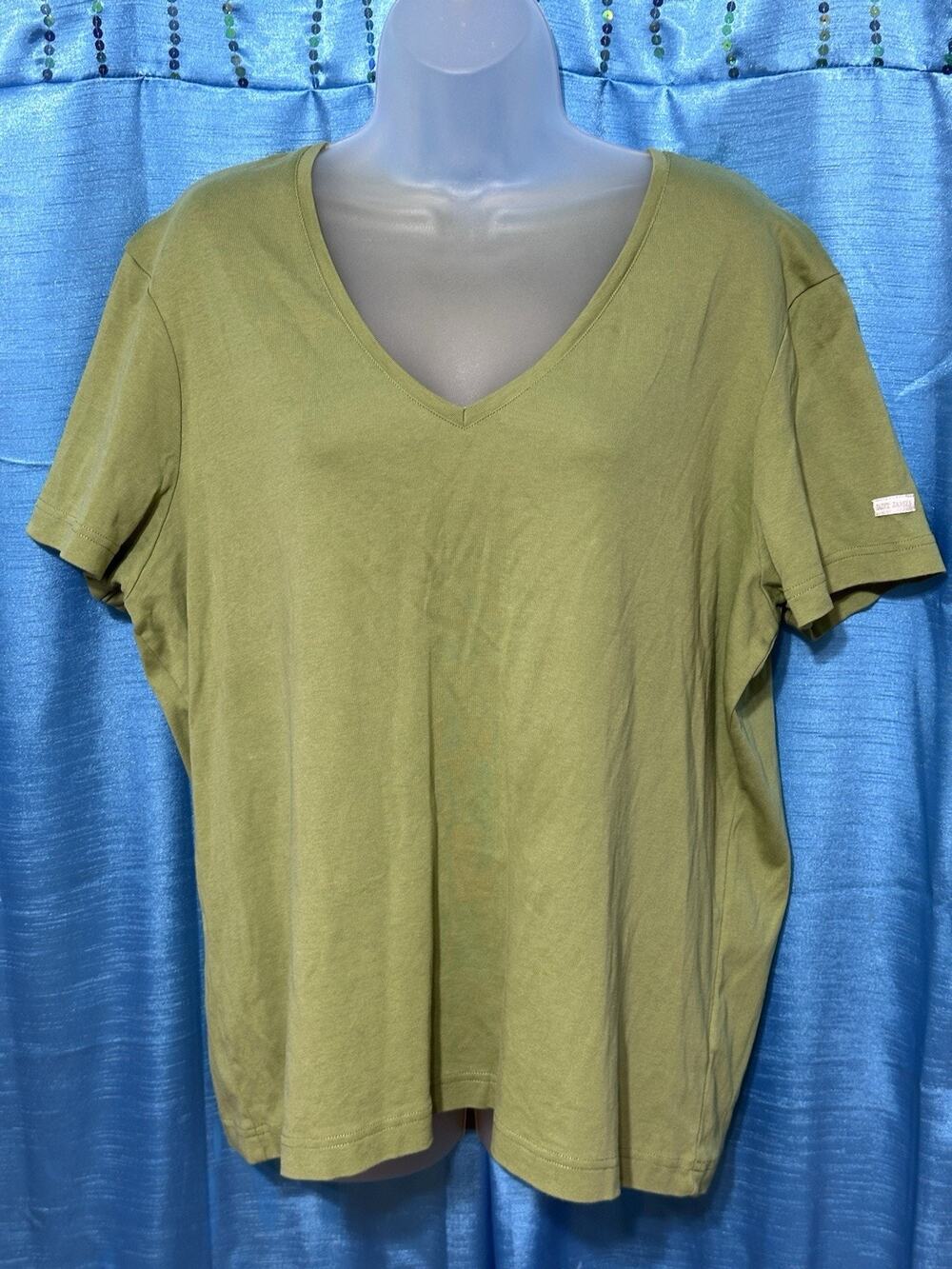 Saint James 100% Cotton Green V-neck T-shirt SZ L